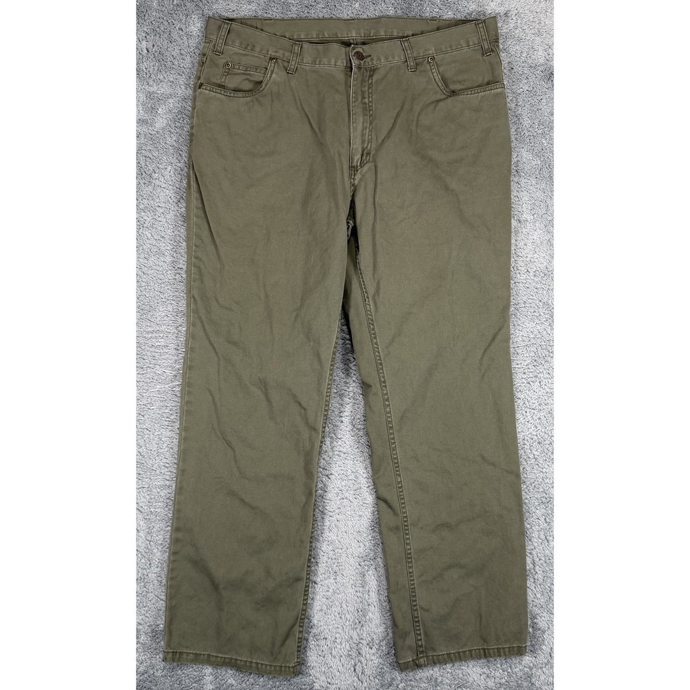 Bills Khakis Pants Mens Waist 36 Green Chino 100% Cotton USA Made Flat Front